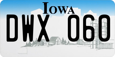 IA license plate DWX060