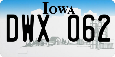 IA license plate DWX062