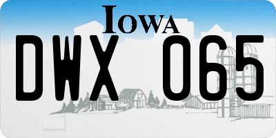 IA license plate DWX065