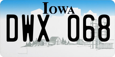 IA license plate DWX068