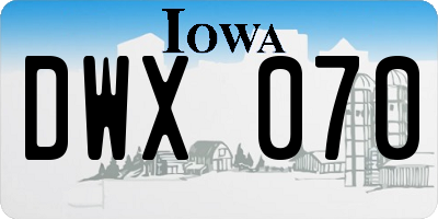 IA license plate DWX070