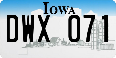 IA license plate DWX071