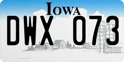 IA license plate DWX073