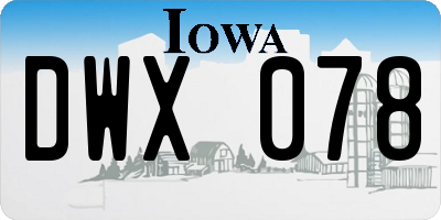 IA license plate DWX078