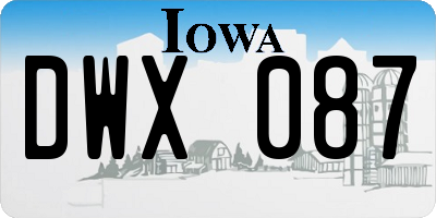 IA license plate DWX087
