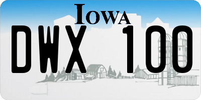 IA license plate DWX100