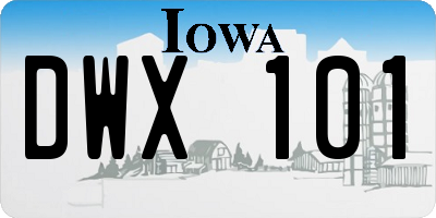 IA license plate DWX101