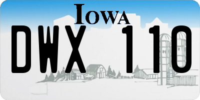 IA license plate DWX110