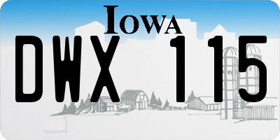 IA license plate DWX115