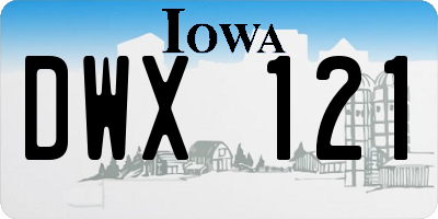 IA license plate DWX121