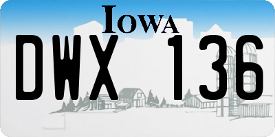 IA license plate DWX136