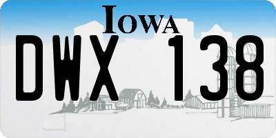 IA license plate DWX138