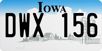 IA license plate DWX156