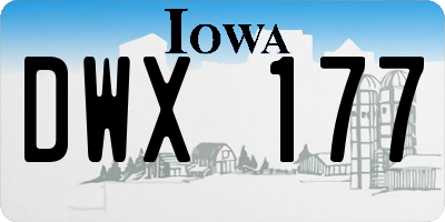 IA license plate DWX177