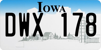 IA license plate DWX178