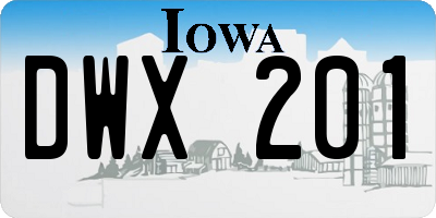IA license plate DWX201