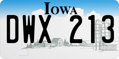 IA license plate DWX213