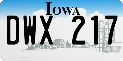 IA license plate DWX217