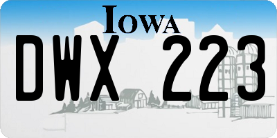 IA license plate DWX223