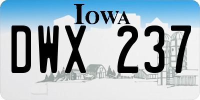 IA license plate DWX237