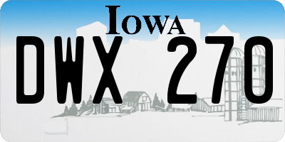 IA license plate DWX270