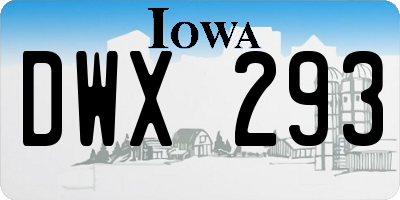 IA license plate DWX293