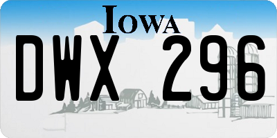 IA license plate DWX296