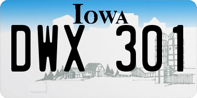 IA license plate DWX301