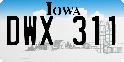 IA license plate DWX311