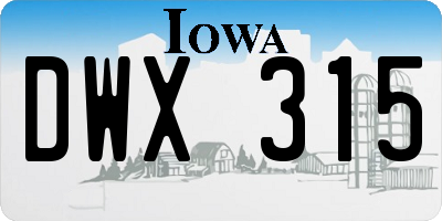 IA license plate DWX315