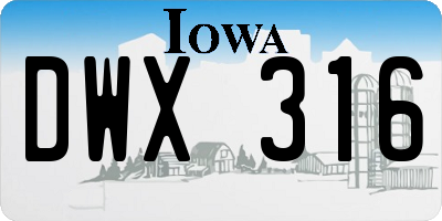 IA license plate DWX316