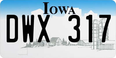 IA license plate DWX317