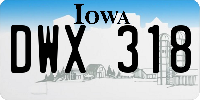 IA license plate DWX318