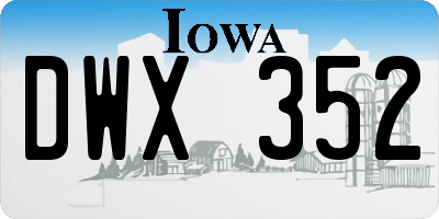IA license plate DWX352