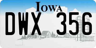 IA license plate DWX356