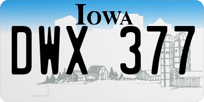 IA license plate DWX377