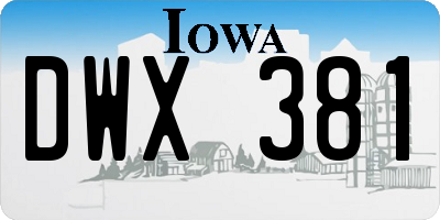 IA license plate DWX381