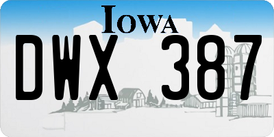 IA license plate DWX387