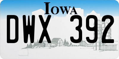 IA license plate DWX392