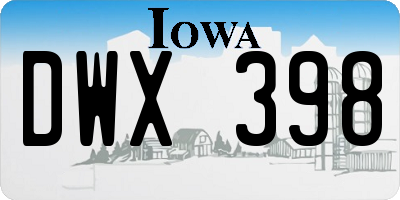 IA license plate DWX398