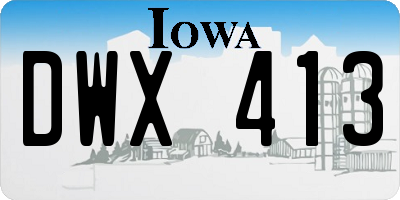 IA license plate DWX413