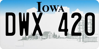 IA license plate DWX420