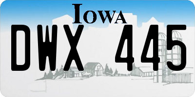 IA license plate DWX445