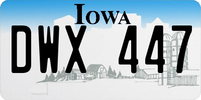 IA license plate DWX447