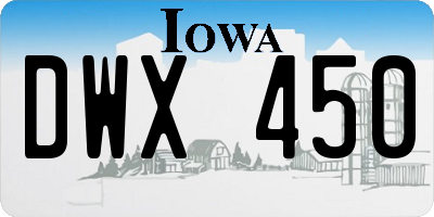 IA license plate DWX450