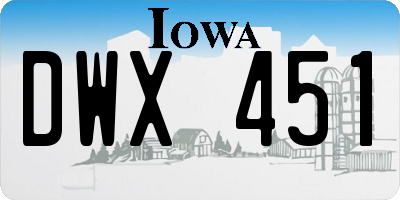 IA license plate DWX451