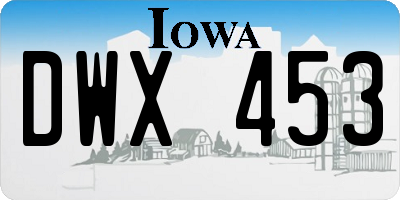 IA license plate DWX453