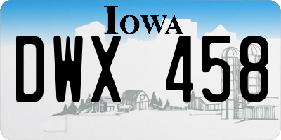 IA license plate DWX458
