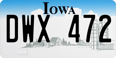 IA license plate DWX472