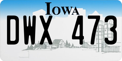 IA license plate DWX473